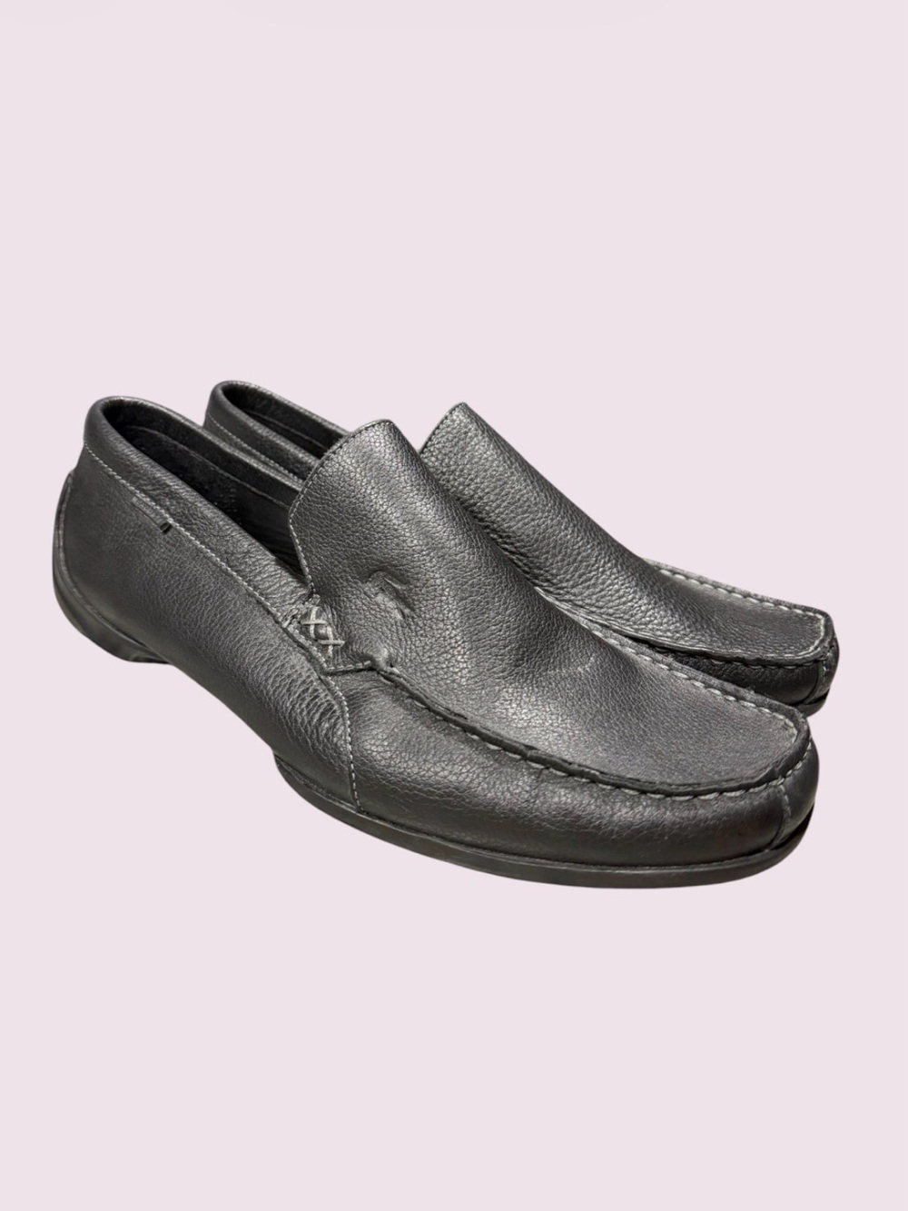 Lacoste Argon Lexi 2 Mens 11.5 Black Leather Slip On Loafer Driving Shoes
